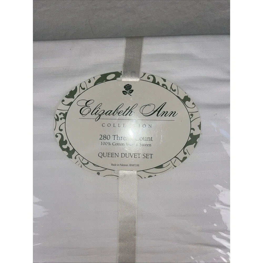 ELIZABETH ANN 280THREAD COUNT 100%COTTON WOVEN SATEEN QUEEN DUVET SET NIB